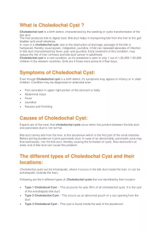 Choledochal cyst in Children