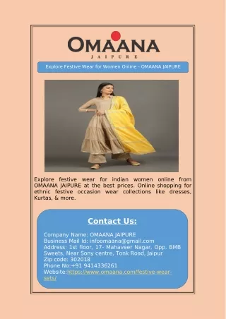 Explore Festive Wear for Women Online - OMAANA JAIPURE