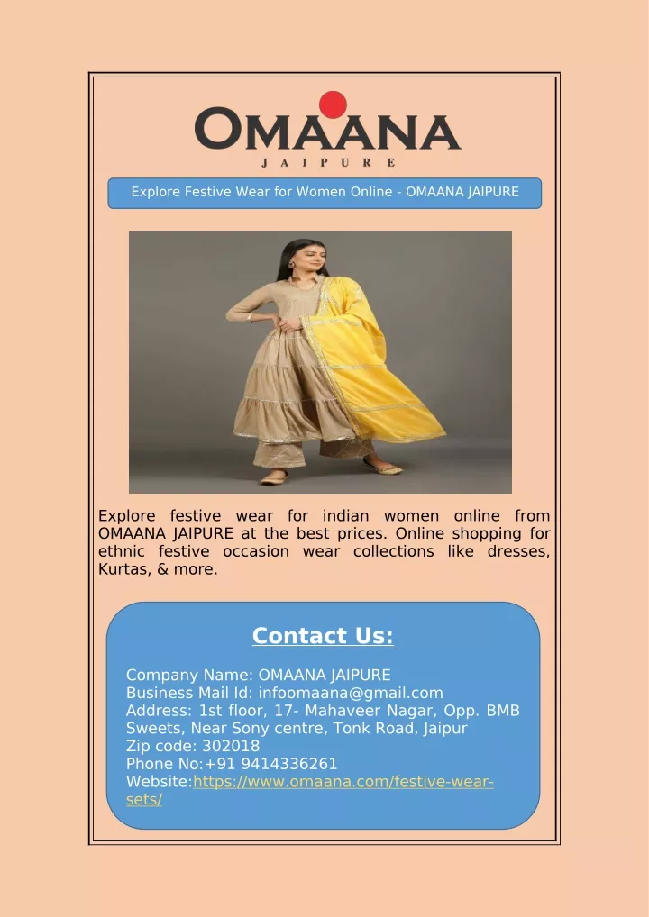 explore festive wear for women online omaana