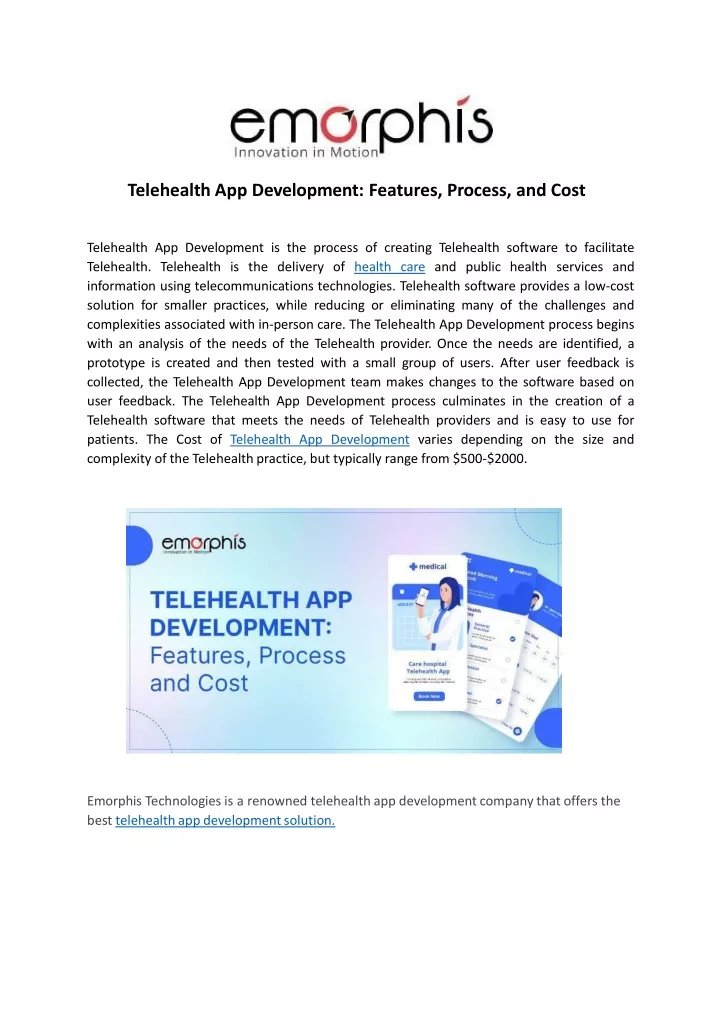 telehealth app development features process