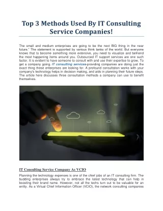 Top 3 Methods Used By IT Consulting Service Companies