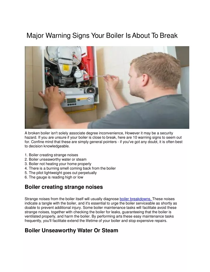 major warning signs your boiler is about to break