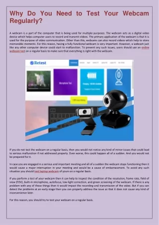 why do you need to test your webcam regularly