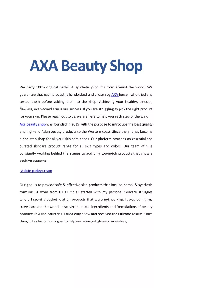 axa beauty shop we carry 100 original herbal