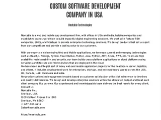 CUSTOM SOFTWARE DEVELOPMENT COMPANY IN USA