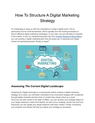 how to structure a digital marketing strategy