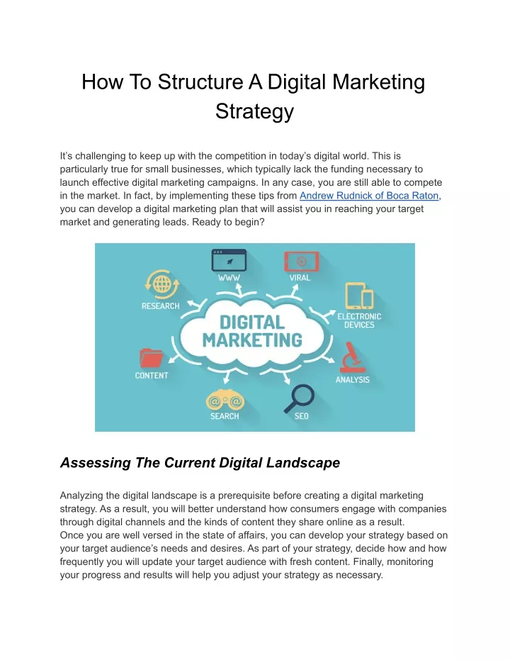 how to structure a digital marketing strategy