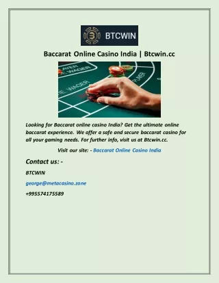 Baccarat Online Casino India  Btcwin cc