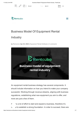 Business Model Of Equipment Rental Industry - RentCubo
