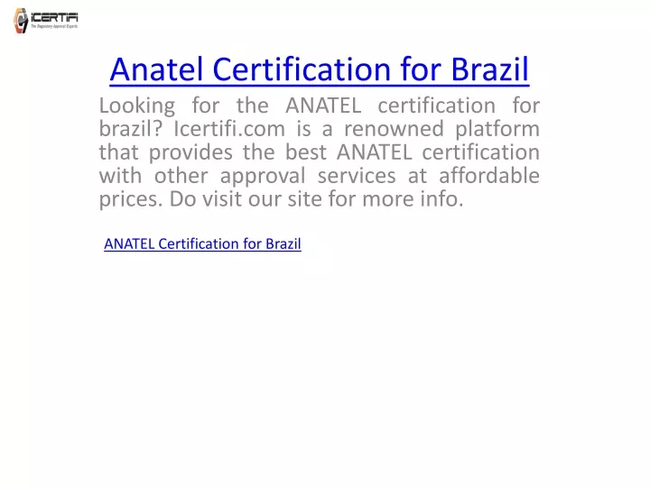 anatel certification for brazil