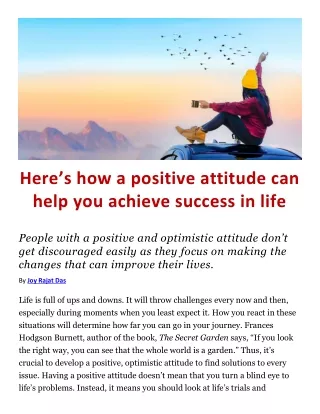 Here’s how a positive attitude can help you achieve success in life