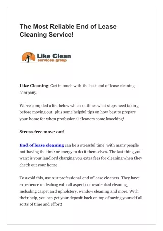 The Most Reliable End of Lease Cleaning Service1 (1)