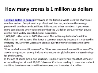 how many crores is 1 million us dollars
