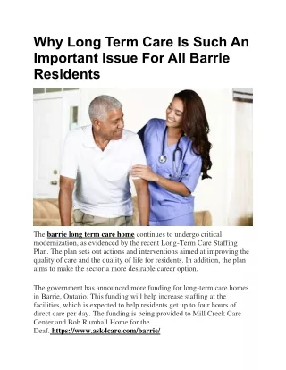 why long term care is such an important issue