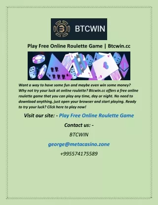 Play Free Online Roulette Game  Btcwincc