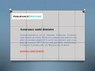 Assurance santé dentaire  Assurancedentaire.ca