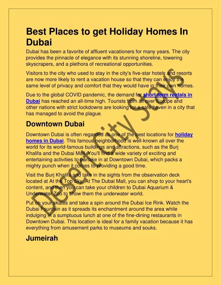 best places to get holiday homes in dubai dubai