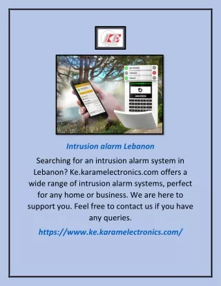 Intrusion Alarm Lebanon | Ke.karamelectronics.com