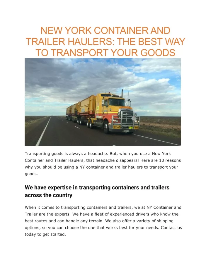 new york container and trailer haulers the best
