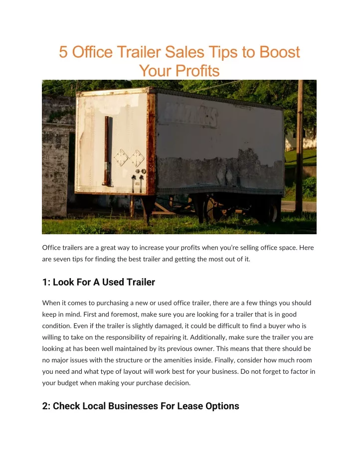 5 office trailer sales tips to boost your profits