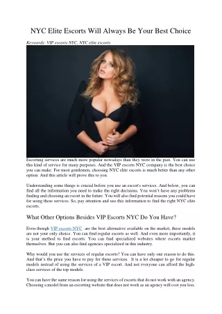 NYC Elite Escorts Will Always Be Your Best Choice