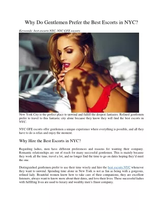 Why Do Gentlemen Prefer the Best Escorts in NYC