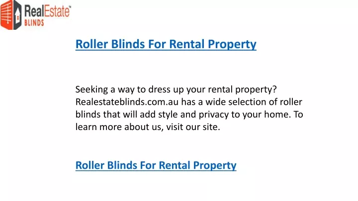 roller blinds for rental property