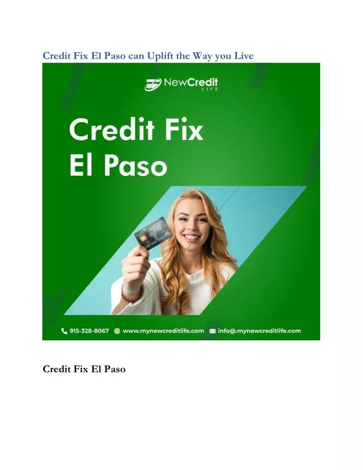 credit fix el paso can uplift the way you live