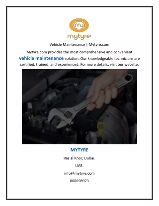 vehicle maintenance mytyre com