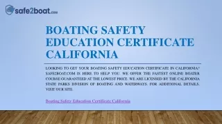 boating safety education certificate california