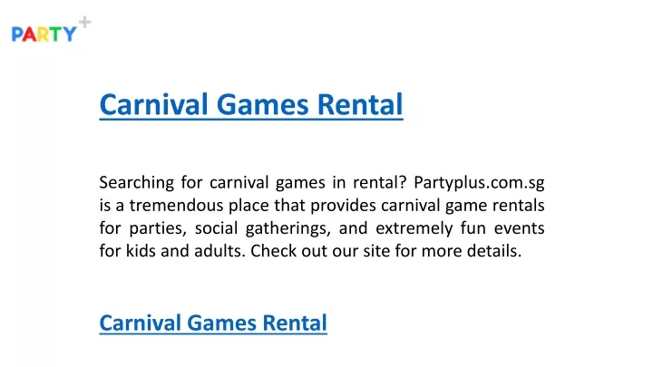 carnival games rental