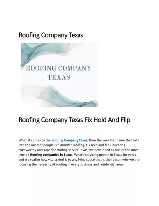 Roofing Company Texas