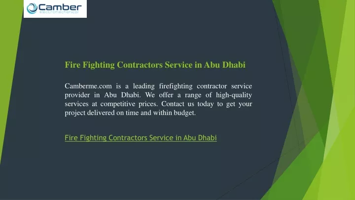 fire fighting contractors service in abu dhabi