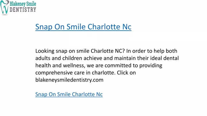 snap on smile charlotte nc