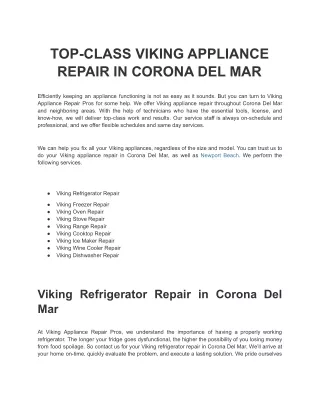 TOP-CLASS VIKING APPLIANCE REPAIR IN CORONA DEL MAR