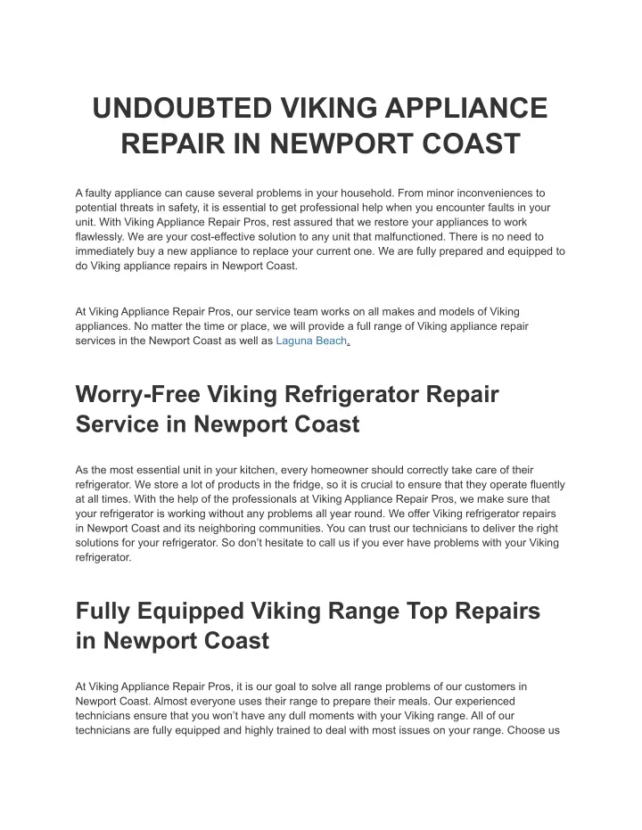 undoubted viking appliance repair in newport coast
