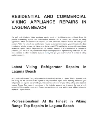 RESIDENTIAL AND COMMERCIAL VIKING APPLIANCE REPAIRS IN LAGUNA BEACH