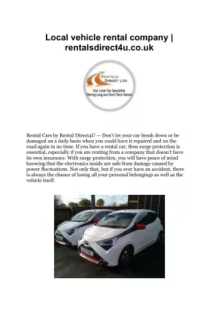 Local vehicle rental company