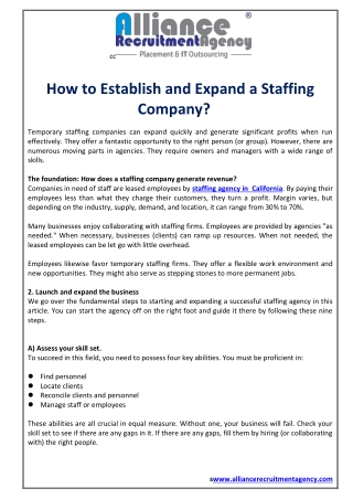 How to Establish and Expand a Staffing Company?