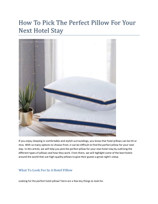 how to pick the perfect pillow for your next