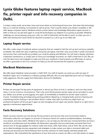 lynix globe features laptop repair service