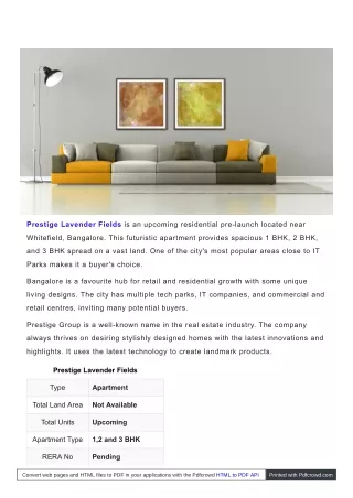 Prestige Lavender Fields Brochure