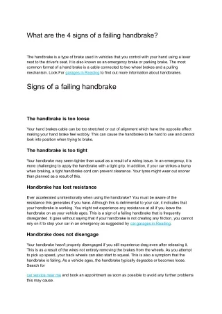 what are the 4 signs of a failing handbrake