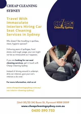 Travel With Immaculate Interiors Hiring Car Seat Cleaning Services in Sydney