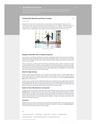 Teaching Kids About Personal Fitness Training
