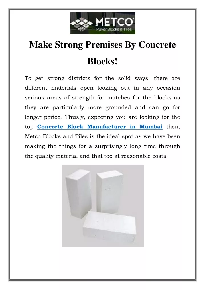 make strong premises by concrete