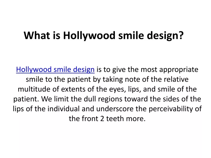 what is hollywood smile design