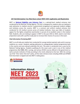 All Vital Information You Must Know about NEET 2023
