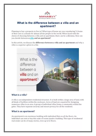 what is the difference between a villa