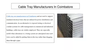 cable tray manufacturers in coimbatore